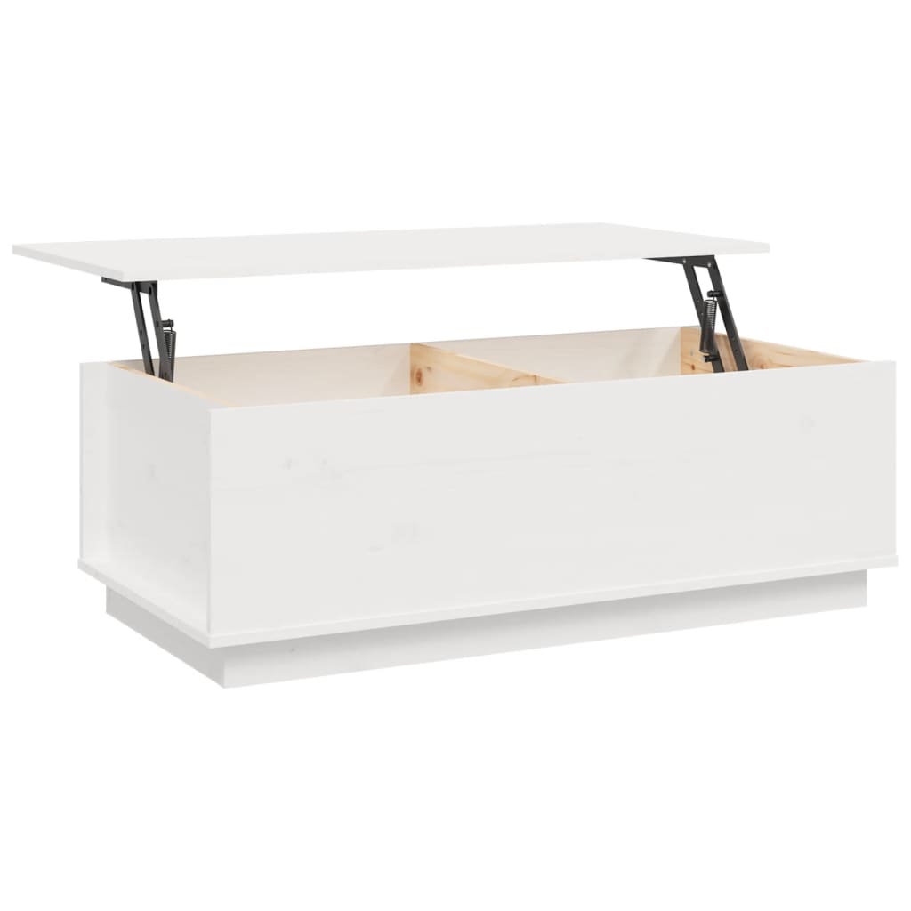 Tavolino da Salotto Bianco 100x50x35 cm Legno Massello di Pino - homemem39