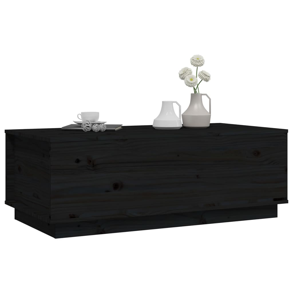 Tavolino da Salotto Nero 100x50x35 cm Legno Massello di Pino - homemem39