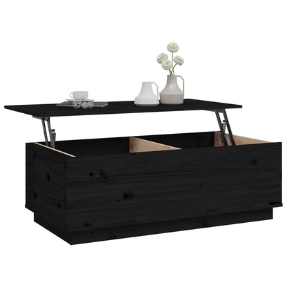 Tavolino da Salotto Nero 100x50x35 cm Legno Massello di Pino - homemem39