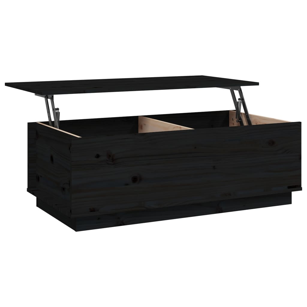 Tavolino da Salotto Nero 100x50x35 cm Legno Massello di Pino - homemem39