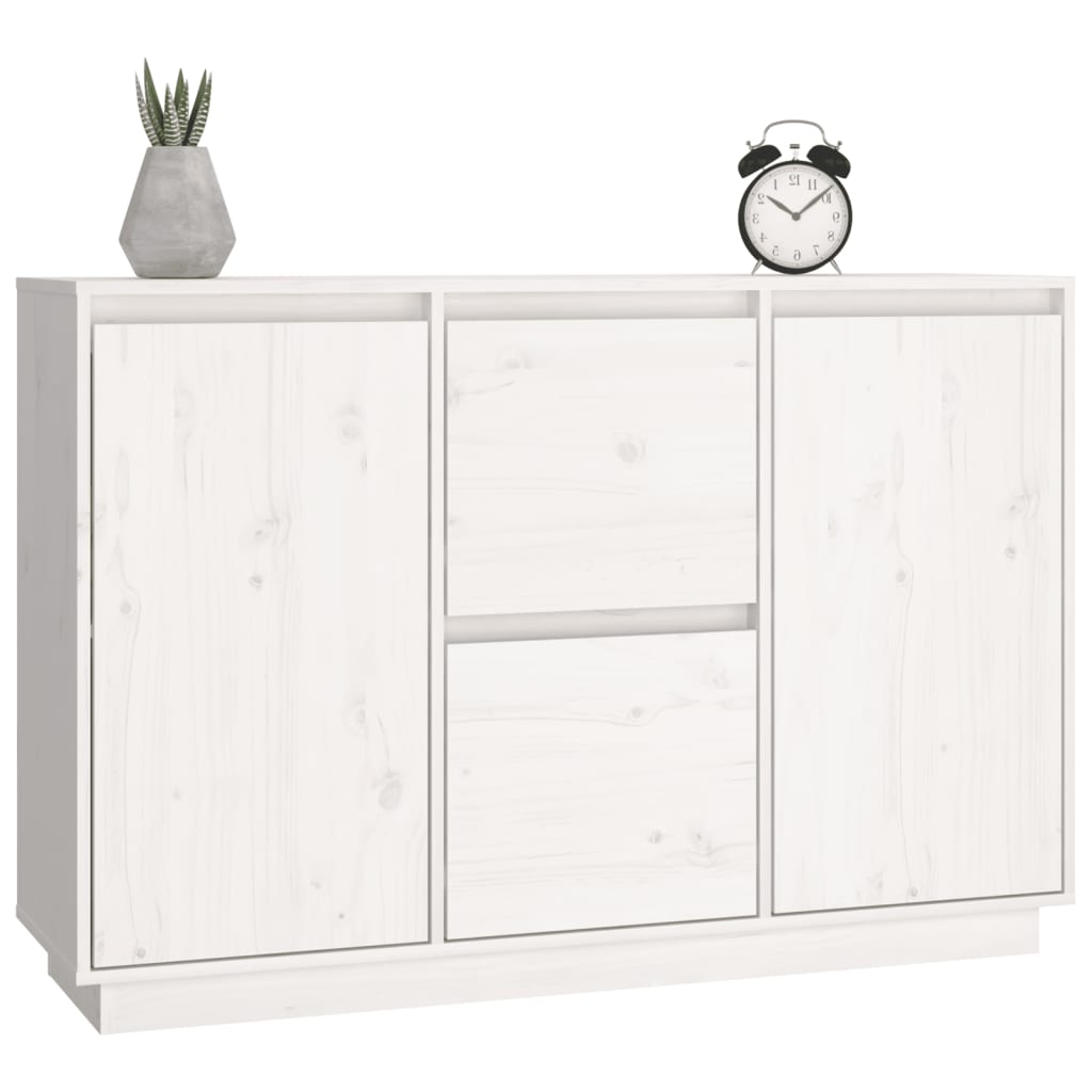 Credenza Bianca 111x34x75 cm in Legno Massello di Pino - homemem39