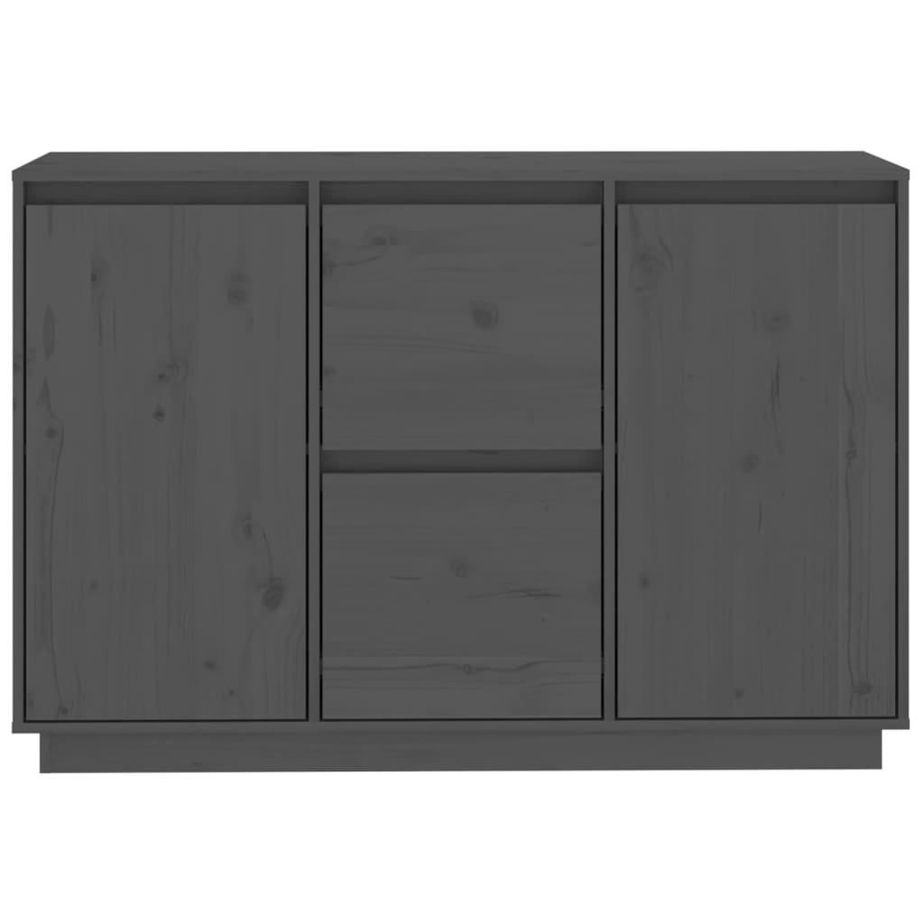 Credenza Grigia 111x34x75 cm in Legno Massello di Pino - homemem39