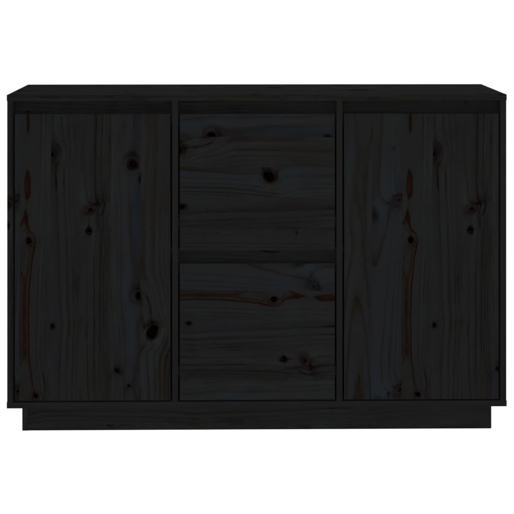 Credenza Nera 111x34x75 cm in Legno Massello di Pino - homemem39