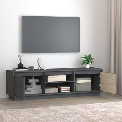 Mobile Porta TV Grigio 140x35x40 cm in Legno Massello di Pino - homemem39