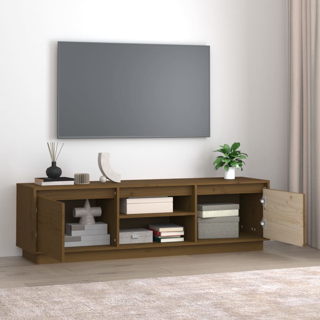 Mobile Porta TV Miele 140x35x40 cm in Legno Massello di Pino - homemem39