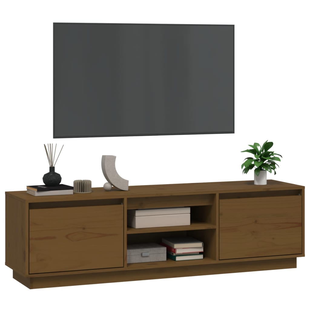 Mobile Porta TV Miele 140x35x40 cm in Legno Massello di Pino - homemem39