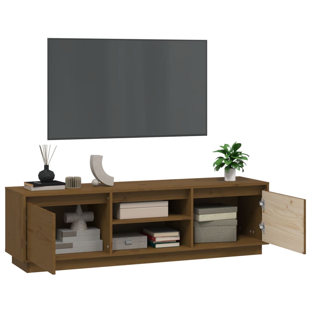 Mobile Porta TV Miele 140x35x40 cm in Legno Massello di Pino - homemem39