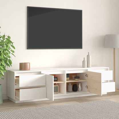 Mobile Porta TV Bianco 176x37x47,5 cm in Legno Massello di Pino - homemem39