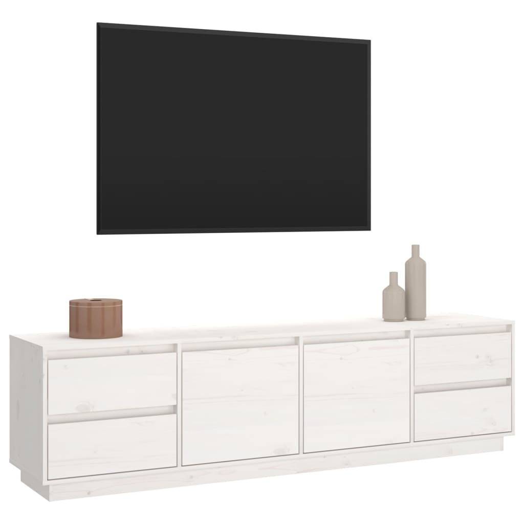 Mobile Porta TV Bianco 176x37x47,5 cm in Legno Massello di Pino - homemem39