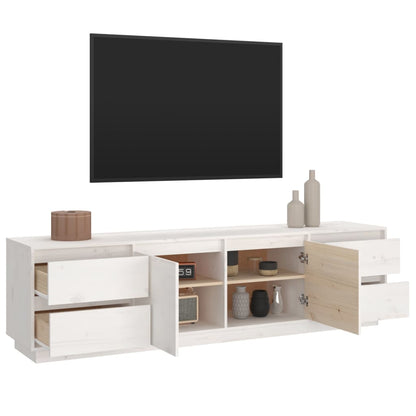 Mobile Porta TV Bianco 176x37x47,5 cm in Legno Massello di Pino - homemem39