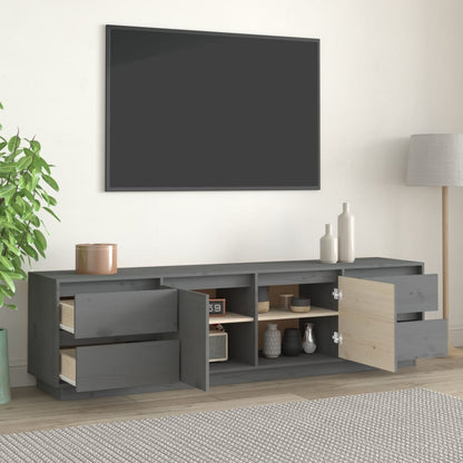 Mobile Porta TV Grigio 176x37x47,5 cm in Legno Massello di Pino - homemem39