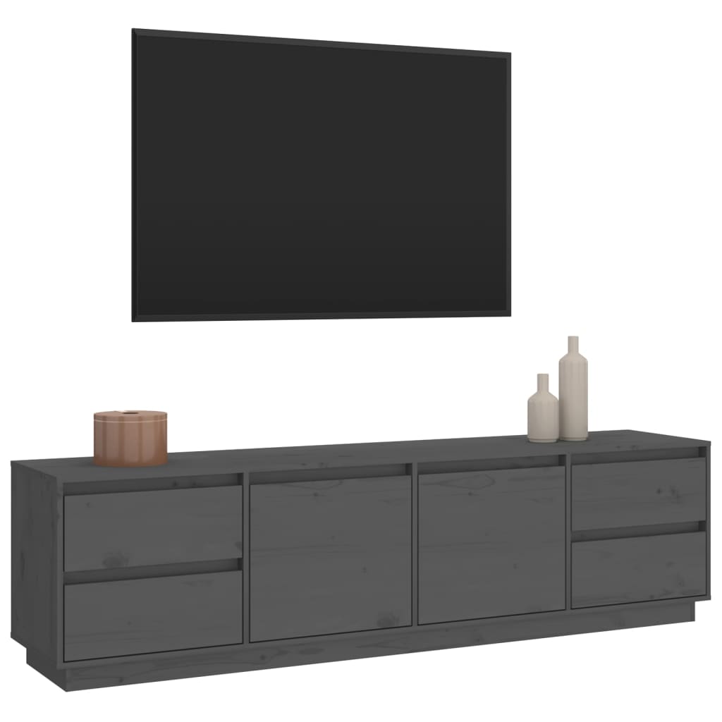 Mobile Porta TV Grigio 176x37x47,5 cm in Legno Massello di Pino - homemem39