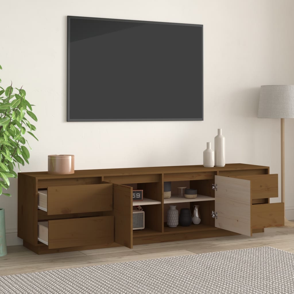 Mobile Porta TV Miele 176x37x47,5 cm in Legno Massello di Pino - homemem39