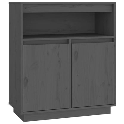 Credenza Grigia 70x34x80 cm in Legno Massello di Pino - homemem39