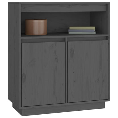 Credenza Grigia 70x34x80 cm in Legno Massello di Pino - homemem39