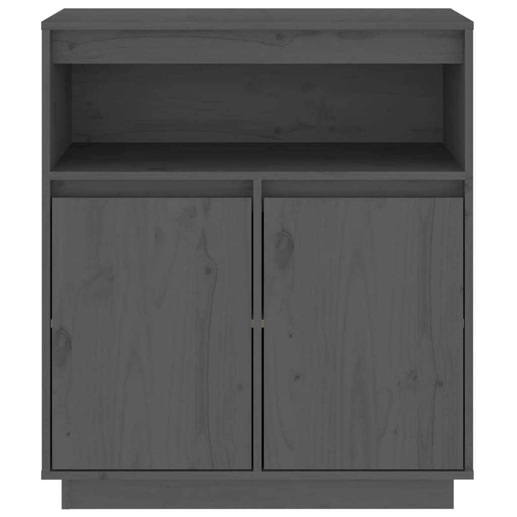 Credenza Grigia 70x34x80 cm in Legno Massello di Pino - homemem39