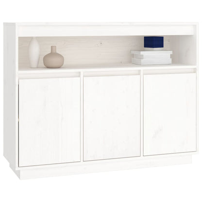 Credenza Bianca 104,5x34x80 cm in Legno Massello di Pino - homemem39