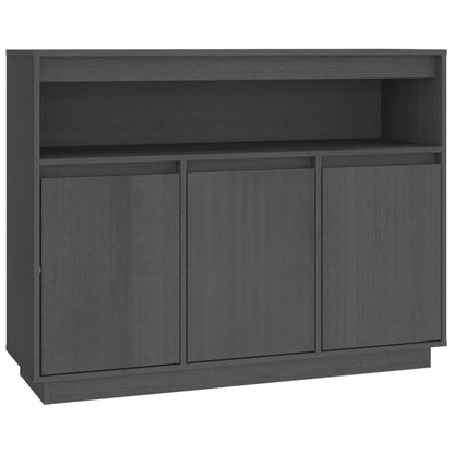 Credenza Grigia 104,5x34x80 cm in Legno Massello di Pino - homemem39