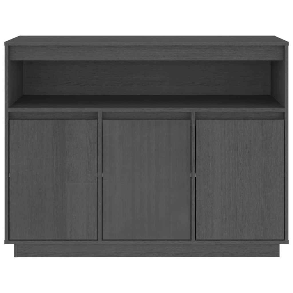 Credenza Grigia 104,5x34x80 cm in Legno Massello di Pino - homemem39