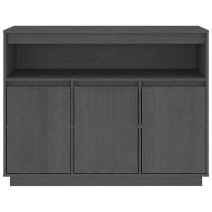 Credenza Grigia 104,5x34x80 cm in Legno Massello di Pino - homemem39