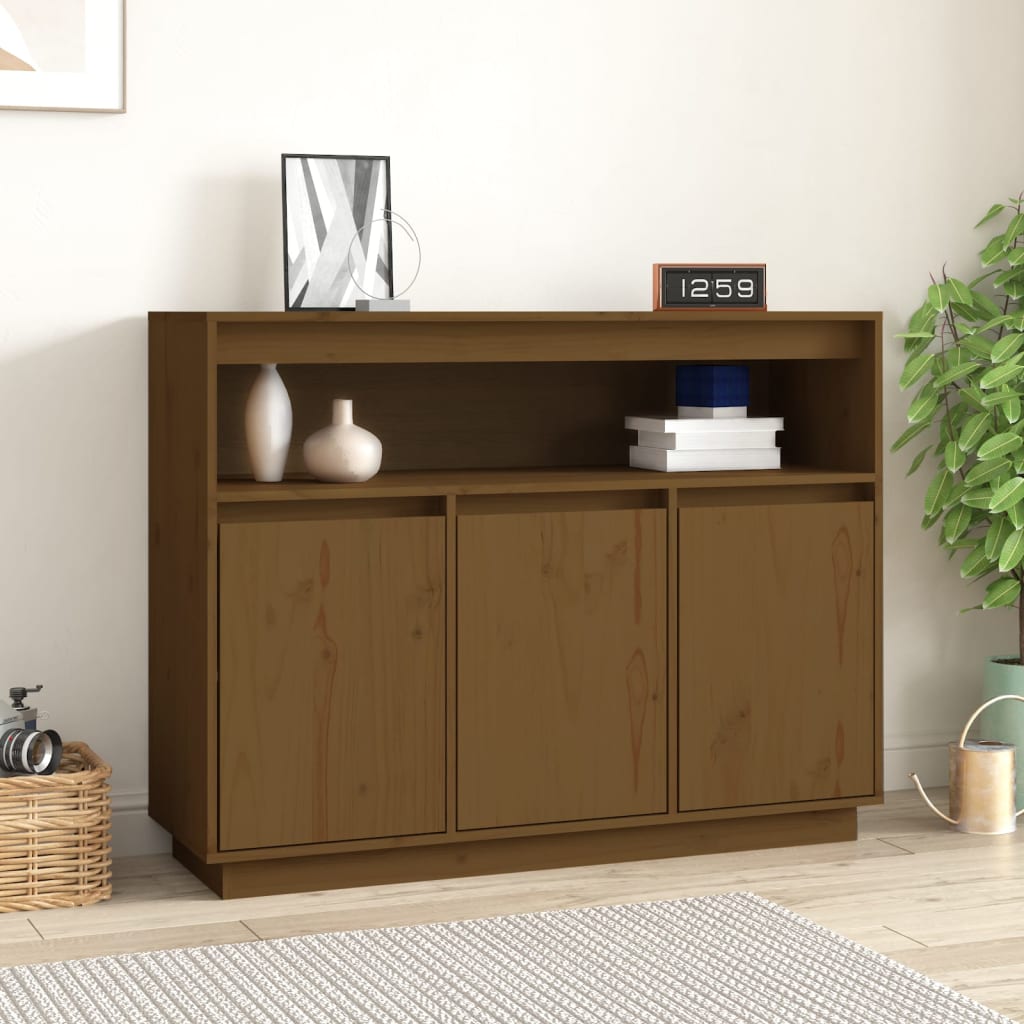 Credenza Marrone Miele 104,5x34x80 cm in Legno Massello di Pino - homemem39