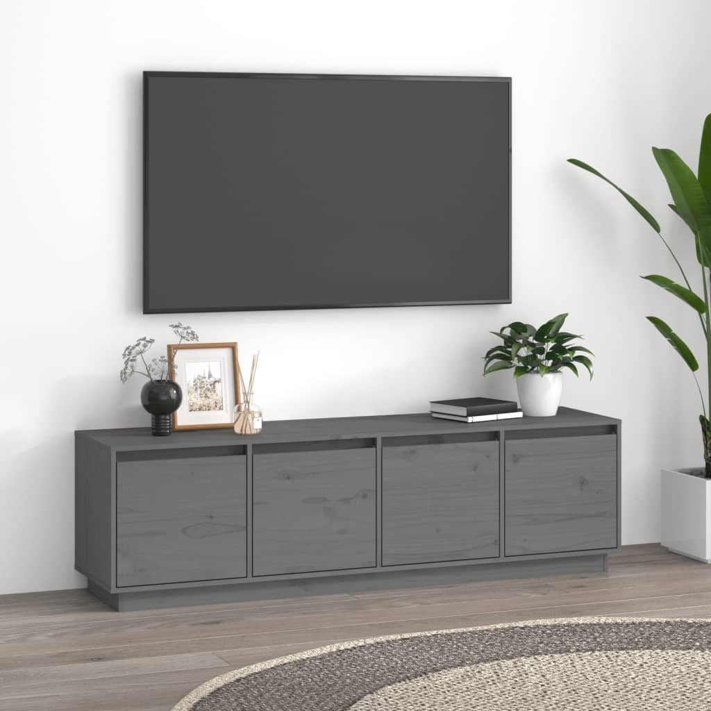 Mobile Porta TV Grigio 156x37x45 cm in Legno Massello di Pino - homemem39