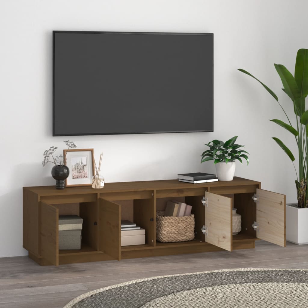 Mobile Porta TV Miele 156x37x45 cm in Legno Massello di Pino - homemem39