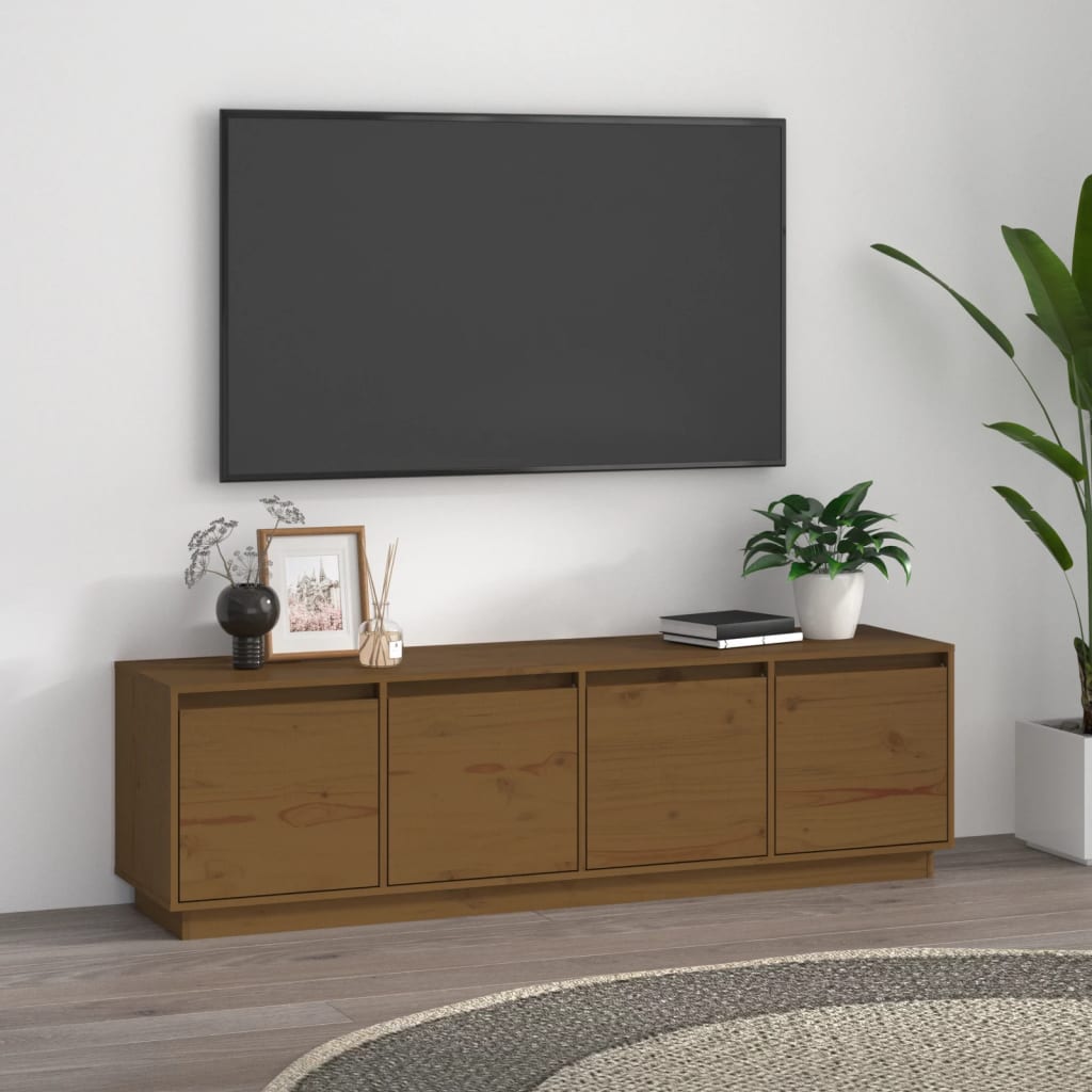 Mobile Porta TV Miele 156x37x45 cm in Legno Massello di Pino - homemem39