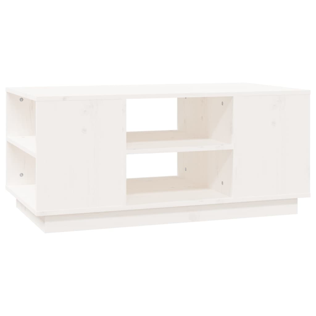 Tavolino da Salotto Bianco 90x49x40,5 cm Legno Massello di Pino - homemem39