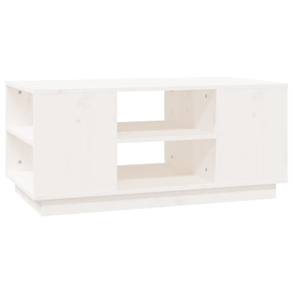 Tavolino da Salotto Bianco 90x49x40,5 cm Legno Massello di Pino - homemem39