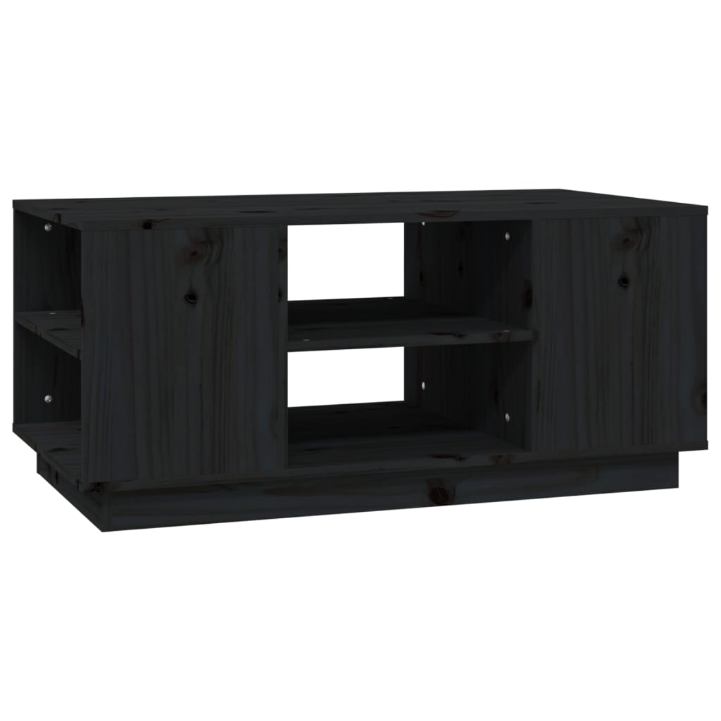 Tavolino da Salotto Nero 90x49x40,5 cm Legno Massello di Pino - homemem39