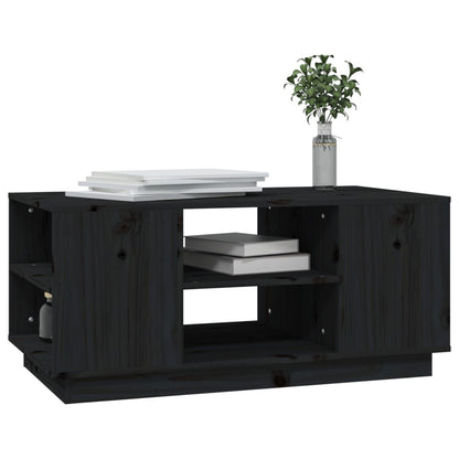 Tavolino da Salotto Nero 90x49x40,5 cm Legno Massello di Pino - homemem39