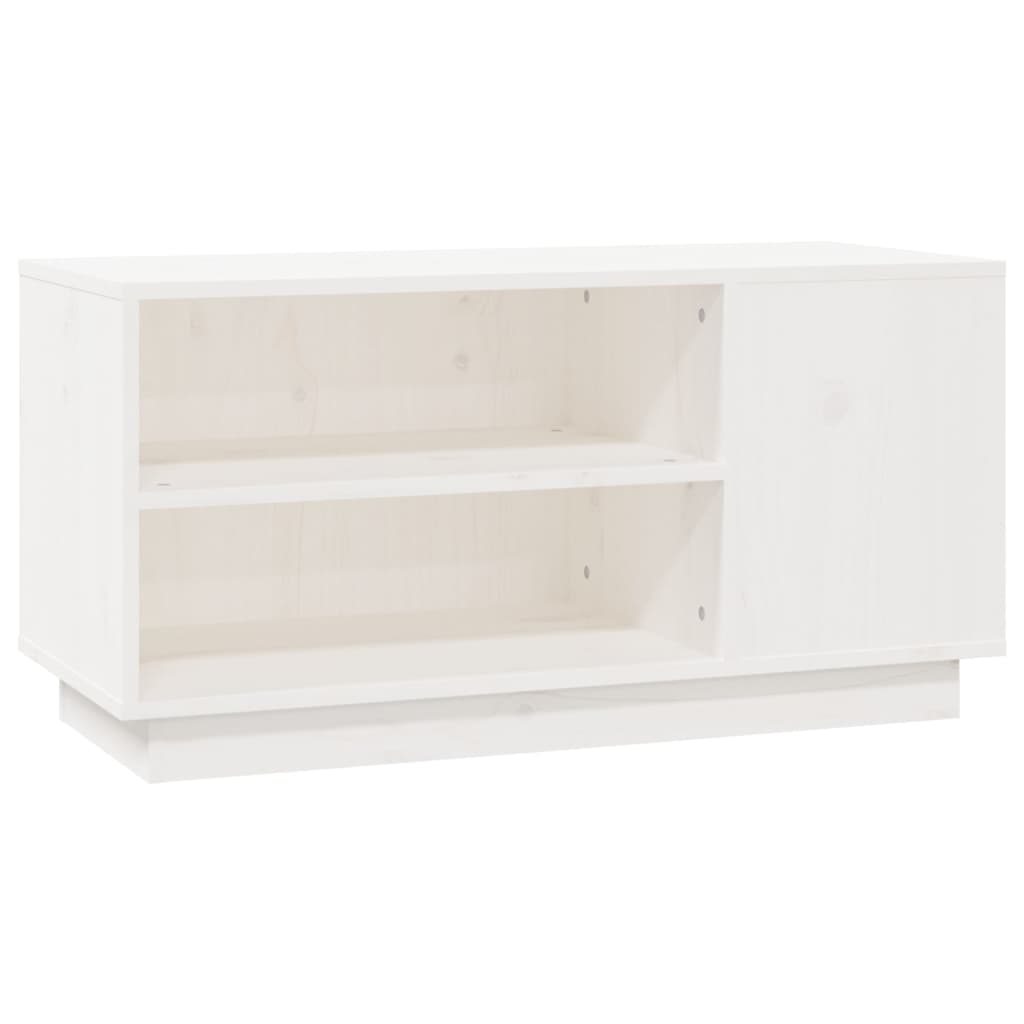 Mobile Porta TV Bianco 80x35x40,5 cm in Legno Massello di Pino - homemem39