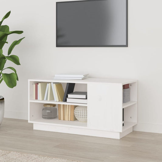 Mobile Porta TV Bianco 80x35x40,5 cm in Legno Massello di Pino - homemem39