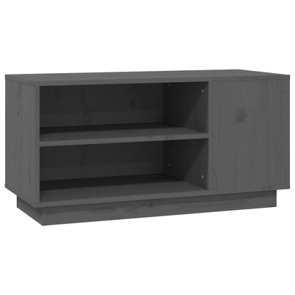 Mobile Porta TV Grigio 80x35x40,5 cm in Legno Massello di Pino - homemem39