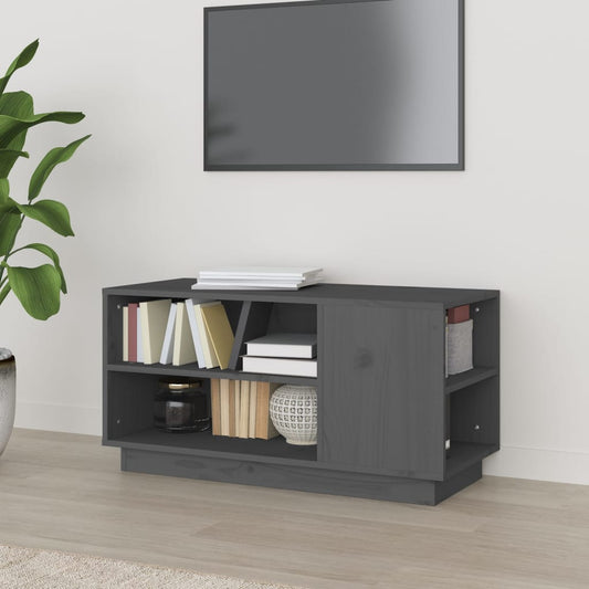 Mobile Porta TV Grigio 80x35x40,5 cm in Legno Massello di Pino - homemem39