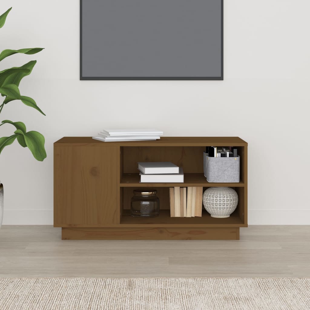 Mobile Porta TV Miele 80x35x40,5 cm in Legno Massello di Pino - homemem39