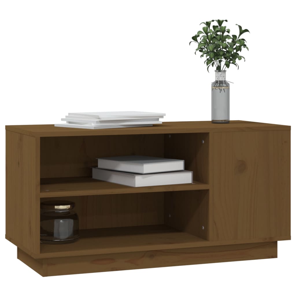 Mobile Porta TV Miele 80x35x40,5 cm in Legno Massello di Pino - homemem39