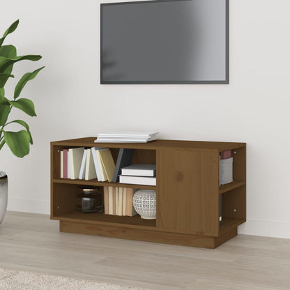 Mobile Porta TV Miele 80x35x40,5 cm in Legno Massello di Pino - homemem39