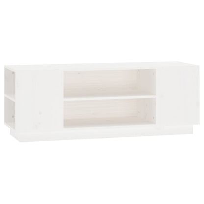 Mobile Porta TV Bianco 110x35x40,5 cm in Legno Massello di Pino - homemem39