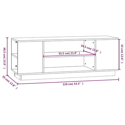 Mobile Porta TV Bianco 110x35x40,5 cm in Legno Massello di Pino - homemem39