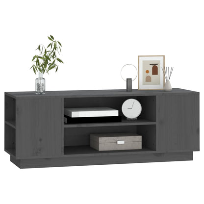 Mobile Porta TV Grigio 110x35x40,5 cm in Legno Massello di Pino - homemem39