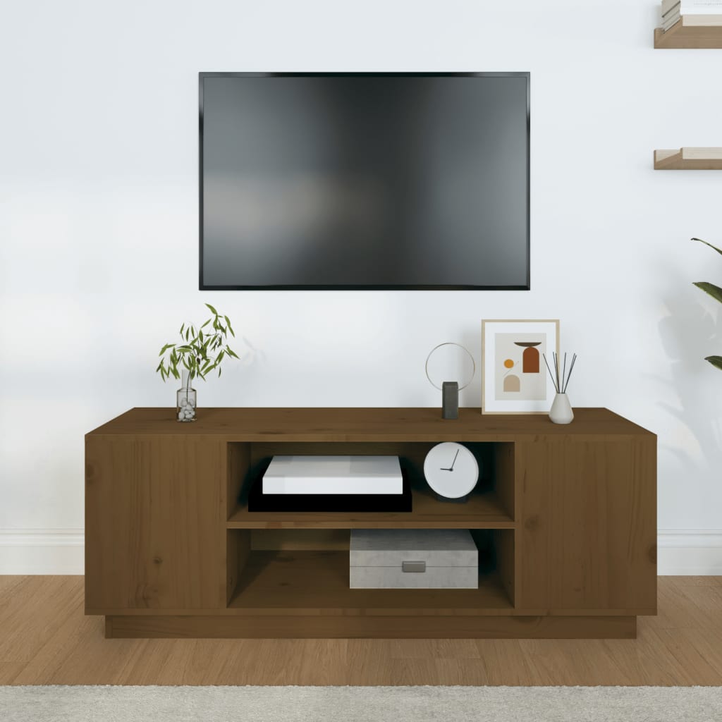 Mobile Porta TV Miele 110x35x40,5 cm in Legno Massello di Pino - homemem39