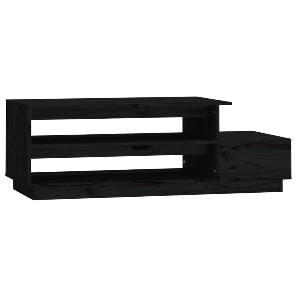 Tavolino da Salotto Nero 120x50x40,5 cm Legno Massello di Pino - homemem39