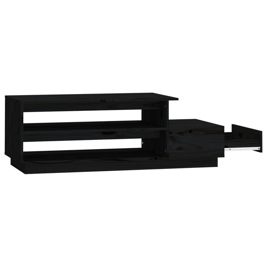 Tavolino da Salotto Nero 120x50x40,5 cm Legno Massello di Pino - homemem39