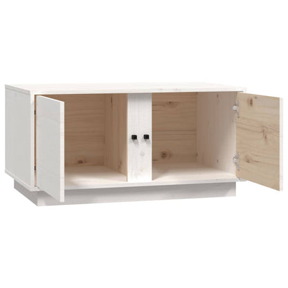 Tavolino da Salotto Bianco 80x50x40 cm Legno Massello di Pino - homemem39