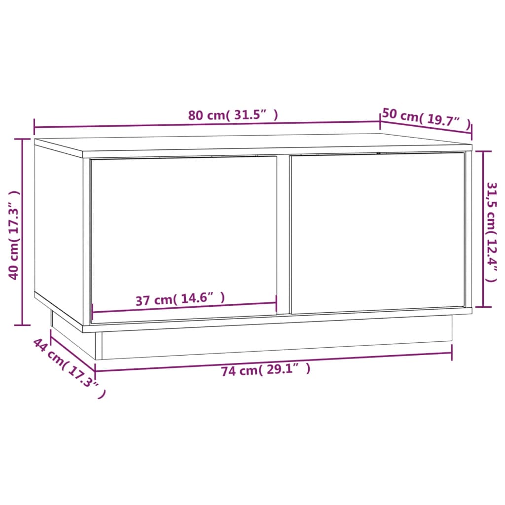 Tavolino da Salotto Grigio 80x50x40 cm Legno Massello di Pino - homemem39