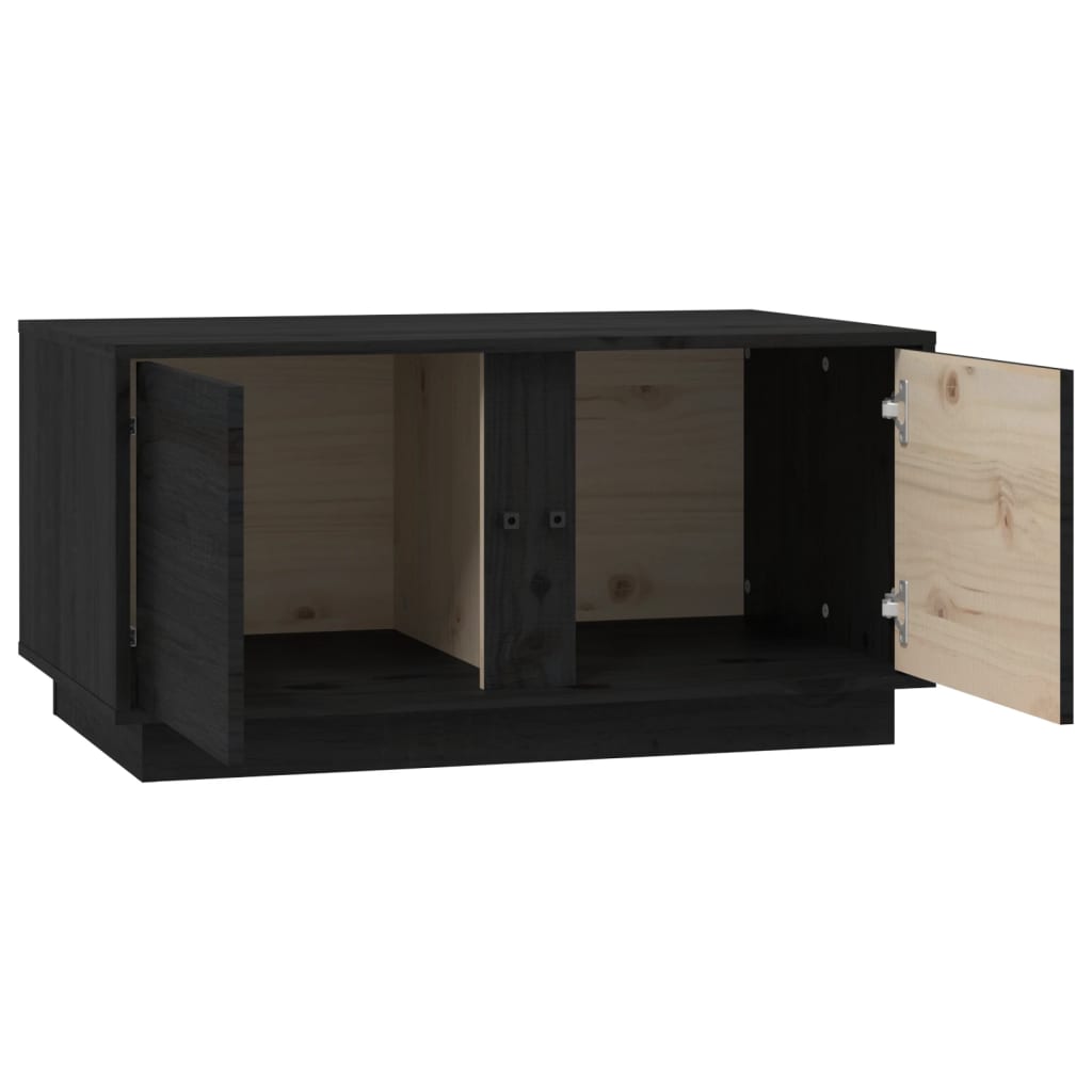 Tavolino da Salotto Nero 80x50x40 cm Legno Massello di Pino - homemem39