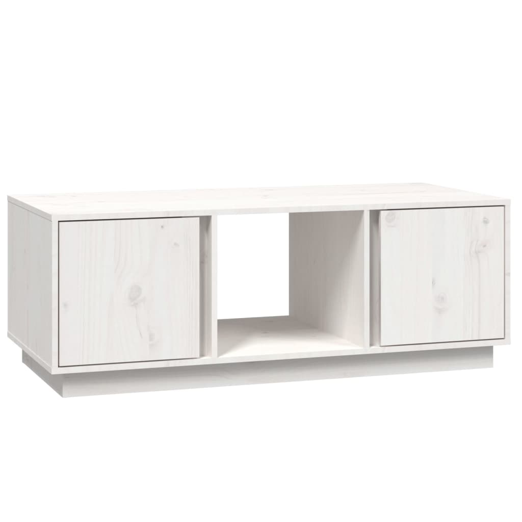 Tavolino da Salotto Bianco 110x50x40 cm Legno Massello di Pino - homemem39