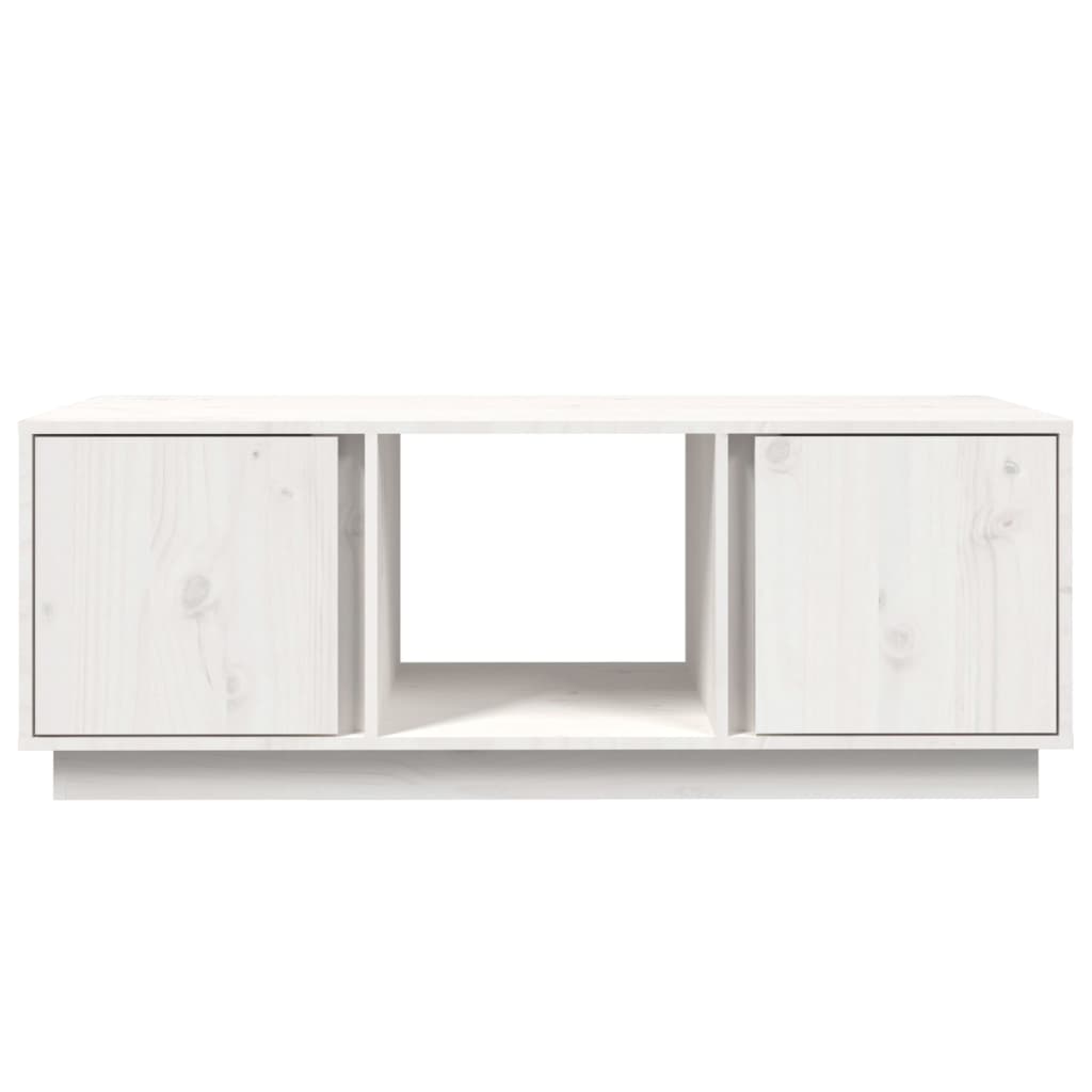 Tavolino da Salotto Bianco 110x50x40 cm Legno Massello di Pino - homemem39